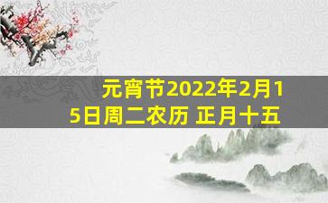 元宵节2022年2月15日周二农历 正月十五